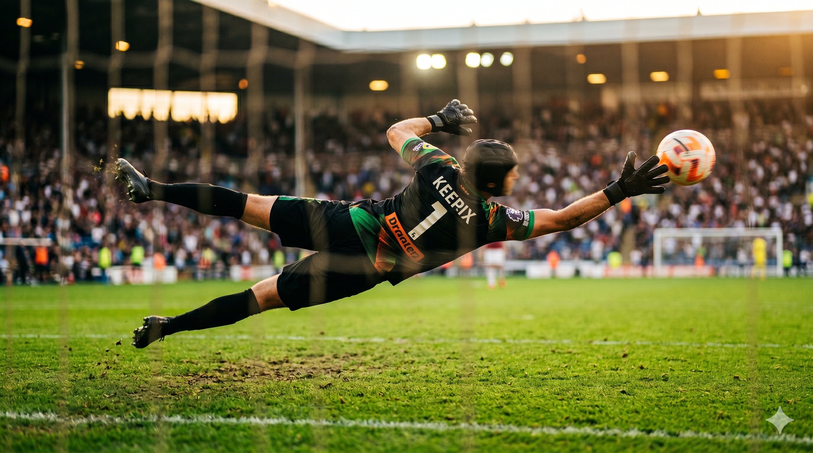 Goalkeeper diving for a save